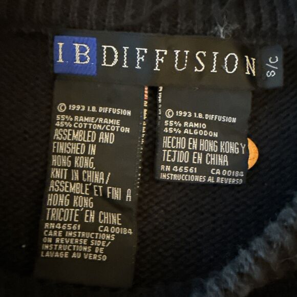 Vintage 90s I.B. Diffusion Geometric Sweater– Women’s Small Abstract Navy Brown - Picture 4 of 4